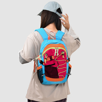 Sac à dos en nylon color block style streetwear, résistant à l'usure, moins de 20L, pour randonnée en extérieur avec bretelles courbées