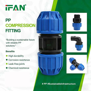 IFAN Fabrika Satışı PP Kompresyon Bağlantı Parçaları Sulama Sistemi 20mm 25mm 32mm Tüm Tipler Hdpe Boru Bağlantı Parçaları - Product Image 1