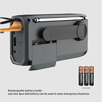 Dinamo Fm Mini portabel surya, Radio engkol darurat Radio Digital Dab dengan Headphone, 3 mode Senter, pengisian daya ponsel