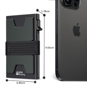 Portefeuille en aluminium anti-RFID pour hommes avec porte-cartes de poche avant, porte-billets et plaque arrière gravée - Product Image 4