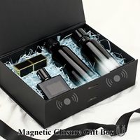 Cajas de Cartón Plegables con Logotipo Personalizado para Zapatos, Ropa y Ropa Interior, Caja de Regalo Negra con Cierre Magnético y Cinta