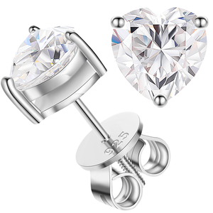 เครื่องประดับงานแต่งงาน TUHE ของขวัญหมั้น ต่างหูเงินแท้ 925 รูปหัวใจ ประดับเพชรโมอิสซาไนต์ VVS สร้างในห้องปฏิบัติการ ชุบโรเดียม - Product Image 4