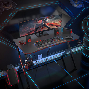 Gaming Desk Workstation PC Gamer <span class=keywords><strong>Computer</strong></span> Desk Cup Holder Gancho para auriculares Superficie de madera de metal para mesas de juego - Product Image 3