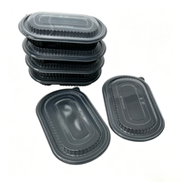 Boîte à lunch jetable en PP de qualité alimentaire pour la restauration, à emporter, utilisable au micro-ondes, 2 compartiments, anti-fuite, conteneur alimentaire en plastique