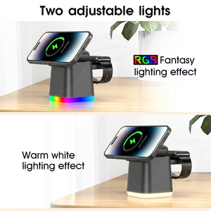 Estación de Carga Inalámbrica <span class=keywords><strong>3</strong></span> en 1, Carga Rápida de 15W, Soporte Magnético Plegable para Múltiples Dispositivos 15/14/<span class=keywords><strong>13</strong></span>/12, Entrada de 9V/2A - Product Image 3