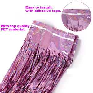 Cortina de Flecos de Papel Metálico Dorado, Plateado y <span class=keywords><strong>Rosa</strong></span> de 3.2x8.2 pies, Decoración para Fiestas, Eventos y Festivales - Product Image 4