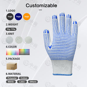 Mavi pamuk eldivenler bir tarafı emek koruması ile Anti kayma PVC noktalar emniyetli çalışma eldiveni - Product Image 2