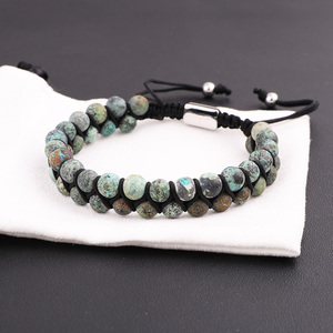 <span class=keywords><strong>Pulsera</strong></span> de la <span class=keywords><strong>Amistad</strong></span> de Macramé de Doble Capa con Piedras Naturales de 6mm, Diseño Clásico de Moda, Hecha a Mano con Cordón Tejido y Gemas Mixtas Personalizadas - Product Image 5