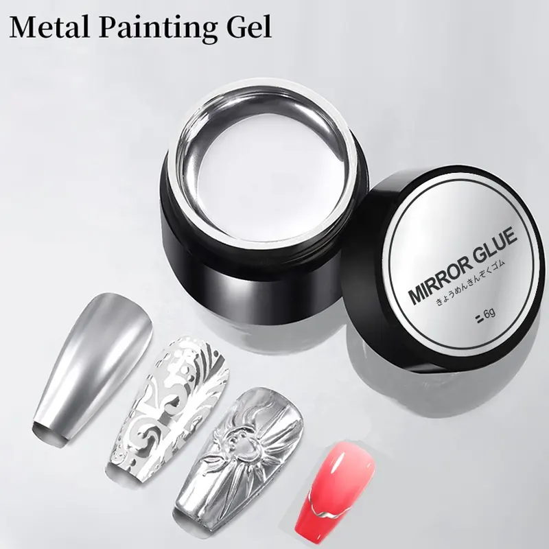 New bạc Nail Gel Polish kim loại phổ biến Bạc gương Chrome kim loại sơn móng tay kim loại gel sơn móng tay