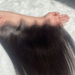 Cierre frontal de encaje HD en forma de M 13x4, frontal HD 100% cabello virgen liso sin procesar, tejido de cabello de 8-30 pulgadas, cierre atado a mano - Product Image 2