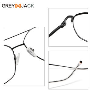 กรอบแว่นตาโลหะสีเทาแจ็คเมทัลทรงสี่เหลี่ยมกรอบเต็มขาแว่นแบบสปริงโหลดแว่นสายตาสำหรับทุกเพศ ME2005 - Product Image 5