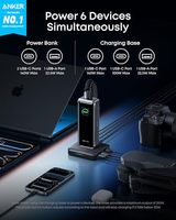 Banco de Energía y Base de Carga Anker Prime, Cargador Portátil de 26,250 mAh y 300 W Máx. con Base para 6 Dispositivos, A110A+A1903