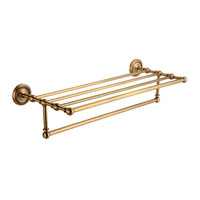 Ensemble de quincaillerie de salle de bain de style européen antique tout cuivre Porte-serviettes tressé moderne Support de rangement pour salle de bain Finition laiton Surface brossée