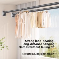 Tringle télescopique sans perçage pour séchage de vêtemtements, tringle à rideaux, support de suspension pour armoire, en acier au carbone, luxe, pour salle de bain et balcon