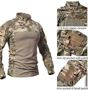 Chemise de combat d'assaut de camouflage tactique imperméable pour hommes uniforme 1/4 avec fermeture éclair à manches longues coupe ajustée <span class=keywords><strong>t-shirt</strong></span> camouflage avec poches - Product Image 2