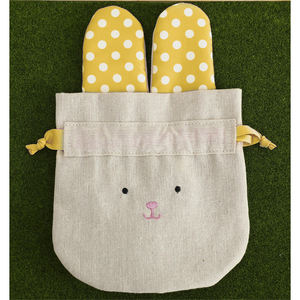 <span class=keywords><strong>Panier</strong></span> de Pâques personnalisé à la mode, avec poignée pliée, décorations mignonnes de lapin de Pâques, en tissu de type lin, pour enfants - Product Image 5