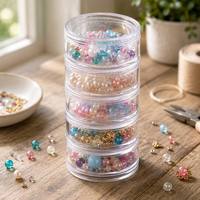 Vente en gros de boîtes de rangement empilables à 5 niveaux en plastique PS transparent pour maquillage, paillettes, bijoux, perles, artisanat
