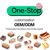 Boîte de présentation de desserts en plastique écologique recyclable pour sushi, pizza, gâteau, biscuit, bonbons, pâtisserie, emballage transparent
