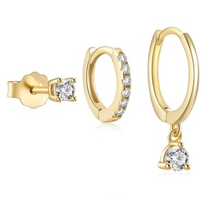Gold Plated Shiny Zircon Huggie <strong>Earrings</strong> Set Fashion Cartilage <strong>Second</strong> Hole Small Hoop Stud <strong>Earrings</strong> to My Daughter - Product Image 2