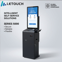 Quiosco de Autoservicio para Aeropuertos con Pantalla Grande de 32 Pulgadas y Alta Resolución, Consulta de Información de Vuelos, Impresión de Boletos, Escaneo de Pasaportes y Reconocimiento Facial