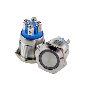 19mm phẳng tròn chống phá hoại thép không gỉ <span class=keywords><strong>1</strong></span> bình thường mở không thấm nước kim loại đẩy nút chuyển đổi - Product Image 1