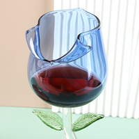 Verres à vin en cristal borosilicaté en forme de rose créative Gobelet à tige unique pour vin pour Champagne Cadeaux romantiques