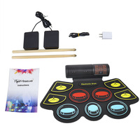 Batterie électronique portable en gel de silicone coloré, double kit pour deux haut-parleurs, idéale pour débutants, enfants et adultes