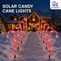 Lampes solaires de Noël en forme de canne à sucre, étanches, en PVC, pour l'extérieur, lumières LED pour allée, jardin, cour, patio