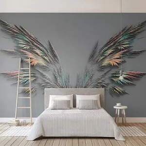 Özel duvar kağıdı duvar moda 3D kabartmalı tüy kanatları soyut sanat duvar tablosu oturma odası TV arka plan fotoğraf duvar kağıdı