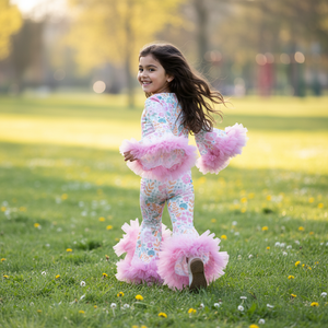 Set di Abbigliamento <span class=keywords><strong>Casual</strong></span> per Bambine DH ODM, Due Pezzi per Tutte le Stagioni, con Stampa Soffice sulle Spalle, in Spandex/Fibra di Bambù, Morbido Abbigliamento per Bambini - Product Image 1