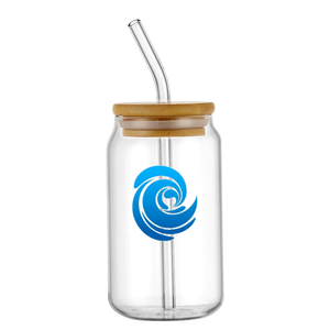 Vaso de Cerveza de Borosilicato de 16 oz con Logotipo Personalizado, en Forma de Lata, para Té, con Tapa de Bambú y Pajita de Vidrio - Product Image 3