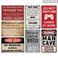 Juego de Letreros Metálicos Vintage Divertidos para Cuarto de Hombre, Decoración de Pared con Frases Humorísticas Retro para Cuarto de Hombre, Bar, Baño, Patio, Decoración del Hogar