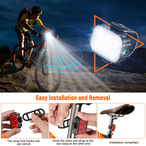 Rear Bicycle Light Set <b>USB</b>-<b>C</b> Rechargeable LED Bike Headlight & Tail Light IP65 Cycling Bike - Product Image 2
