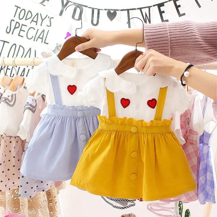 Guangzhou Pemasok Pakaian Anak-anak Gaun Bayi Perempuan Desain Gaun Rok Nanas Kustom Anak Perempuan Musim Panas Katun Gaun Fashion Cantik