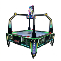 Table de hockey sur air commerciale 4 joueurs, machine de jeu d'arcade à monnayeur avec pointage électronique et rédemption de tickets, certifiée CE
