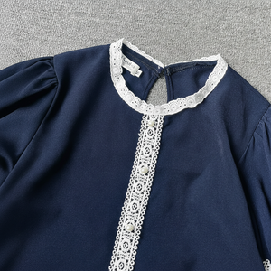 Blusa holgada informal de gasa de verano para mujer, cuello en V, detalle de borlas, camisetas de manga corta de Color sólido, venta al por mayor - Product Image 1