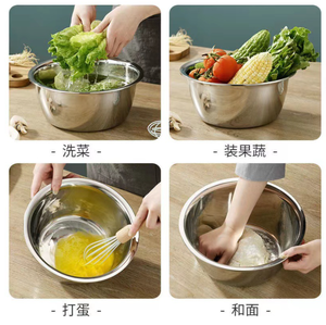 DFU0174 Bol multifonction en acier inoxydable 304 non magnétique épaissi, avec rebord inversé européen, pour assaisonnements et batteur à œufs - Product Image 6