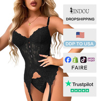 Ensemble de lingerie transfrontalier très demandé pour sites indépendants – Body sexy une pièce en dentelle à bretelles pour femme