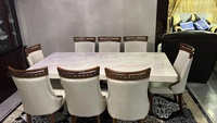 Ensemble de tables de salle à manger de style européen antique pour 8 personnes, table de dîner classique de luxe