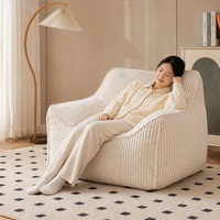 Günstiger Lazy Sofa Lounge-Sessel mit Vakuumkompression aus Weichem Weißem Cord aus China, Modernes Geschwungenes Design für Erwachsene zum Lesen und Entspannen