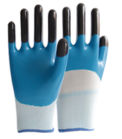 Gants de travail en nitrile lisses 3/4, double trempage, doigts renforcés