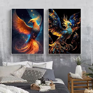Stile Vintage fantasia oro Phoenix Poster <span class=keywords><strong>di</strong></span> arte animale uccello <span class=keywords><strong>di</strong></span> lusso soggiorno casa decorazione pittura a olio Art Deco Design - Product Image 3