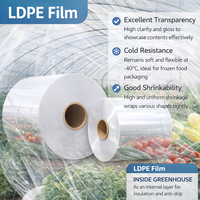 Film LDPE d'usine, film étirable PE haute densité épaissi, anti-poussière, facile à sceller, film rétractable pour canettes et bouteilles d'eau, plastique LDPE