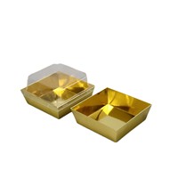 Boîte à gâteau transparente carrée en feuille d'or pour pâtisserie, boîte à sandwich transparente, boîte à biscuits, boîte à pizza, boîte à dessert pour desserts coupés et emballés
