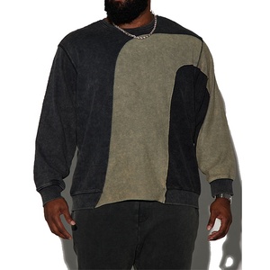 Sweat-shirt pour homme oversize en coton éponge français épais, couleur bicolore, design réversible OEM - Product Image 3
