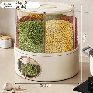 Modernes Design Drehbarer Kunststoff-Reis behälter Haushalts insekten sicherer feuchtigkeit beständiger versiegelter Presskorn-Aufbewahrung sbox Leicht gewicht - Product Image 6