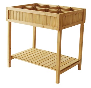 Cama de jardín elevada Maceta de <span class=keywords><strong>madera</strong></span> elevada con pierna Maceta de hierbas y verduras Adecuado para terraza de patio al aire libre y porche - Product Image 1