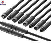 Connecteurs de fils en caoutchouc carrés M12 2 broches 250V 2x1.0 LED Thermoplastique PA IP67 Étanche Noir 10A Certifié ISO9001