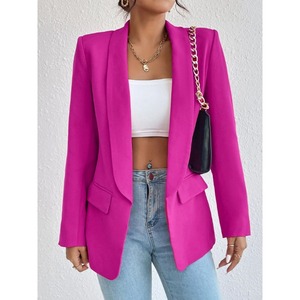<span class=keywords><strong>Blazer</strong></span> minimalista color caramella da donna con tasche <span class=keywords><strong>in</strong></span> maglia a tinta unita - Product Image 1