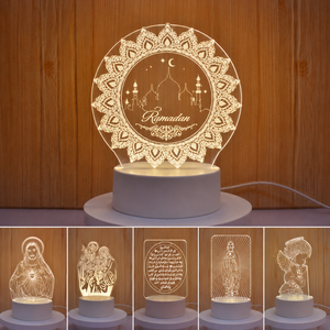 Lampe d'ambiance LED en acrylique Ramadan, inspirée du <span class=keywords><strong>Coran</strong></span>, illusion 3D, veilleuse intelligente pour coin de prière de l'Aïd, décoration intérieure, accent de foi - Product Image 2